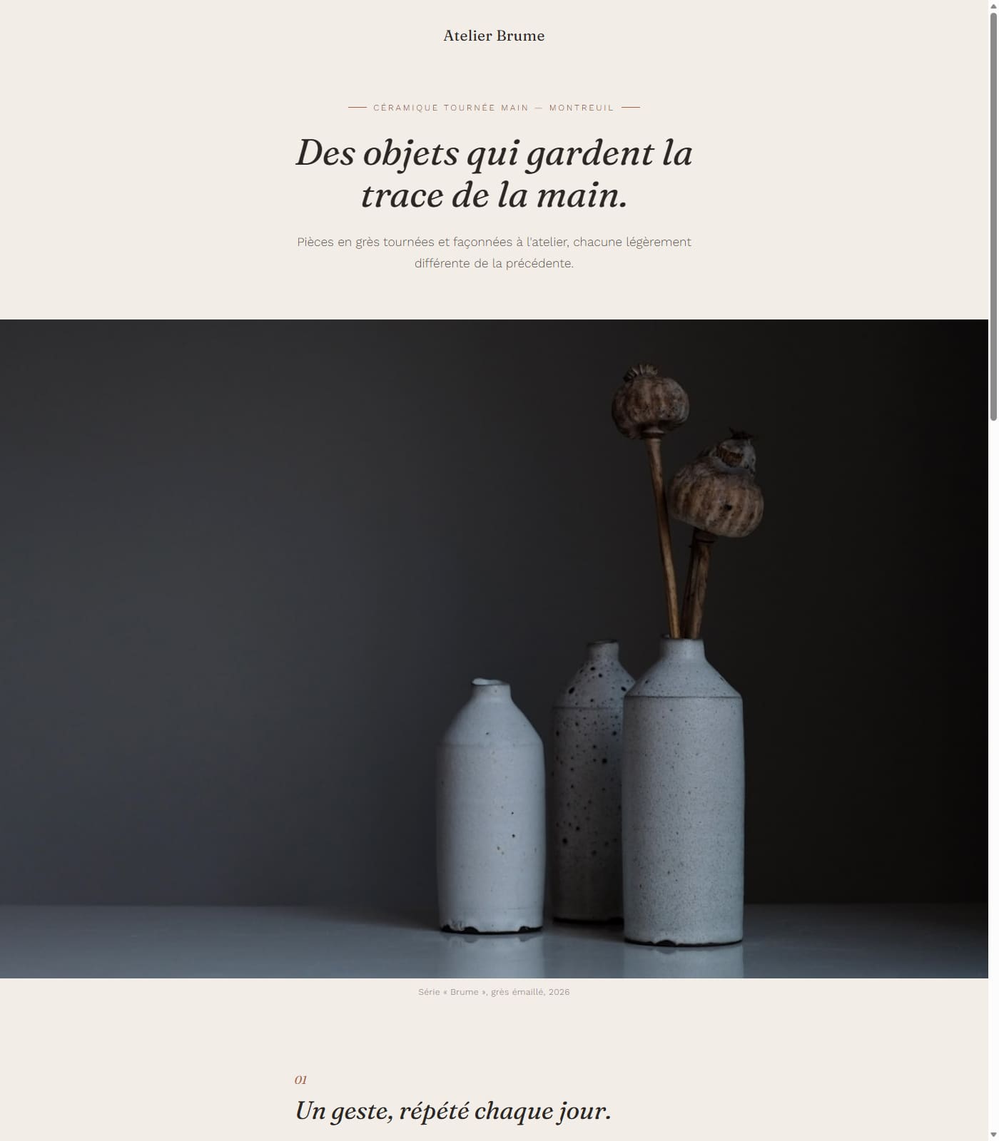 Aperçu de la boutique de l’Atelier Brume, céramiste