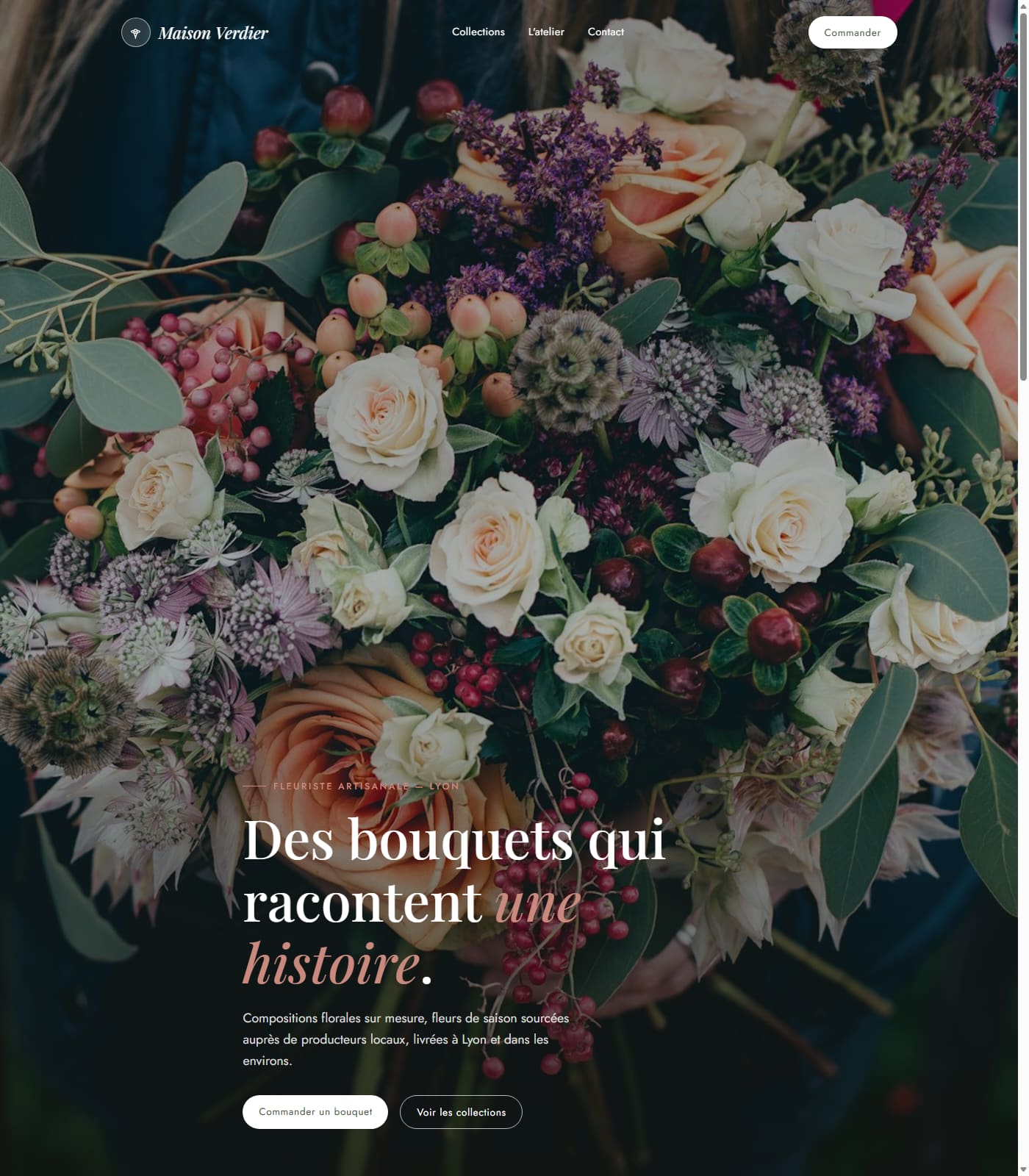 Aperçu du site vitrine Maison Verdier, artisan fleuriste